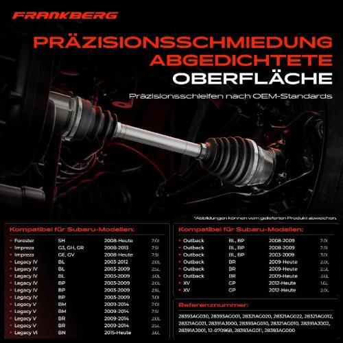 Frankberg 1x Antriebswelle Gelenksatz Vorderachse für Subaru Forester Legacy IV V Outback XV Bild Frankberg 1x Antriebswelle Gelenksatz Vorderachse für Subaru Forester Legacy IV V Outback XV