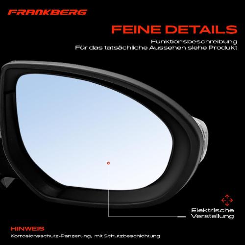 Frankberg 1x Außenspiegel Rechts für Mazda 3 Stufenheck BL 1.6L 2.0L 2.2L 2.3L 2008-2014 Bild Frankberg 1x Außenspiegel Rechts für Mazda 3 Stufenheck BL 1.6L 2.0L 2.2L 2.3L 2008-2014