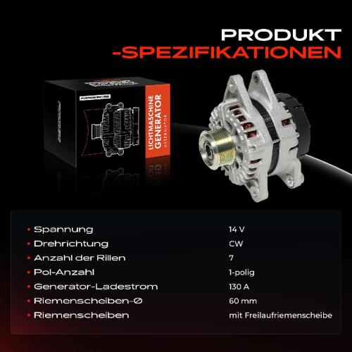 Frankberg 1x Lichtmaschine Generator für Hyundai H-1 Travel TQ H350 BUS Kasten 2.5L Bild Frankberg 1x Lichtmaschine Generator für Hyundai H-1 Travel TQ H350 BUS Kasten 2.5L