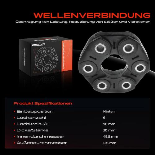1x Gelenkscheibe Hardyscheibe Kardanwelle Hinten für BMW F10 F20 F22 3er F30 F36 G31 X1 E84 E83 Bild 1x Gelenkscheibe Hardyscheibe Kardanwelle Hinten für BMW F10 F20 F22 3er F30 F36 G31 X1 E84 E83