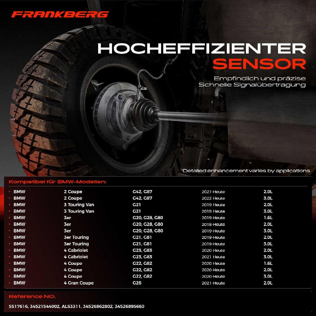 2x ABS Sensor Vorderachse beidseitig für BMW X5 F95 G05 Van X6 F96 G06 X7 G07 XM G09 3.0L 4.4L 2.0L Bj ab 2018