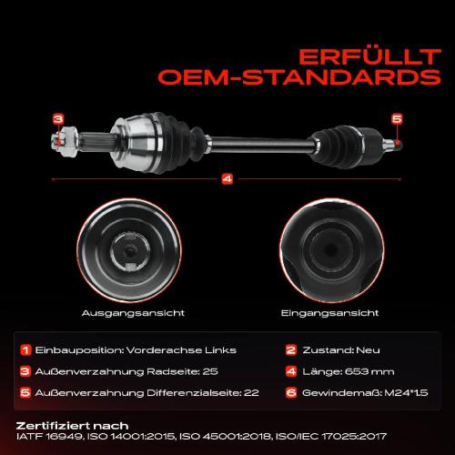 Frankberg 1x Antriebswelle Vorderachse Links für Citroën Nemo Peugeot Bipper AA 1.4L Bj ab 2008 Bild Frankberg 1x Antriebswelle Vorderachse Links für Citroën Nemo Peugeot Bipper AA 1.4L Bj ab 2008