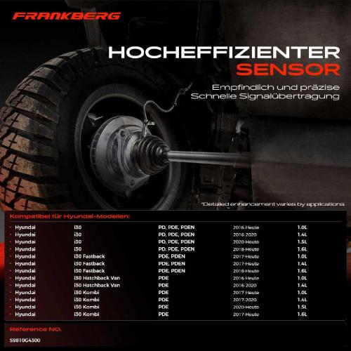 Frankberg 1x ABS Sensor Vorderachse links für Hyundai i30 Fastback Hatchback Van Kombi 1.0L 1.4L 1.5L 1.6L Bj ab 2016 Bild Frankberg 1x ABS Sensor Vorderachse links für Hyundai i30 Fastback Hatchback Van Kombi 1.0L 1.4L 1.5L 1.6L Bj ab 2016