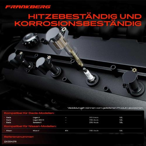 Frankberg 1x Zündmodul Zündspule für Dacia Logan II Logan MCV II Sandero II Nissan Micra V K14 1.0L Bj ab 2016 Bild Frankberg 1x Zündmodul Zündspule für Dacia Logan II Logan MCV II Sandero II Nissan Micra V K14 1.0L Bj ab 2016