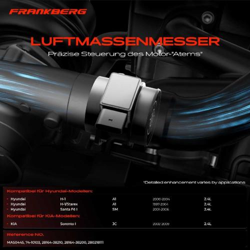 1x Luftmassenmesser für Hyundai H-1 A1 H-1/Starex Santa Fé I SM KIA Sorento I JC 2.4L 1997-2009 Bild 1x Luftmassenmesser für Hyundai H-1 A1 H-1/Starex Santa Fé I SM KIA Sorento I JC 2.4L 1997-2009