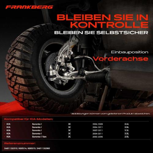Frankberg 2x Koppelstange Vorderachse für KIA Sorento I JC Sorento I Van 2.4L 2.5L 3.3L 3.5L 2004-2011 Bild Frankberg 2x Koppelstange Vorderachse für KIA Sorento I JC Sorento I Van 2.4L 2.5L 3.3L 3.5L 2004-2011