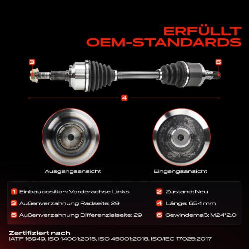 1x Antriebswelle Vorderachse Links für Jeep Commander XH XK Grand Cherokee III WH WK 2005-2010 Bild 1x Antriebswelle Vorderachse Links für Jeep Commander XH XK Grand Cherokee III WH WK 2005-2010