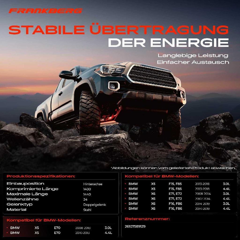 1x Kardanwelle Gelenkwelle Hinterachse für BMW X5 E70 F15 F85 X6 E71 E72 F16 F86 3.0L 4.4L 2007-2019