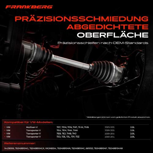 Frankberg 1x Antriebswelle Gelenksatz Vorderachse für VW Multivan V Transporter V 2009-2015 Bild Frankberg 1x Antriebswelle Gelenksatz Vorderachse für VW Multivan V Transporter V 2009-2015