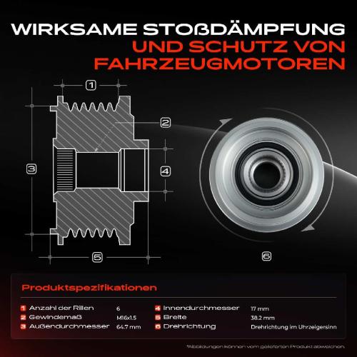 1x Generatorfreilauf Lichtmaschine für Audi A6 Avant 4F2 4F5 4FH 4G2 4GC 2.8L-3.2L Bild 1x Generatorfreilauf Lichtmaschine für Audi A6 Avant 4F2 4F5 4FH 4G2 4GC 2.8L-3.2L