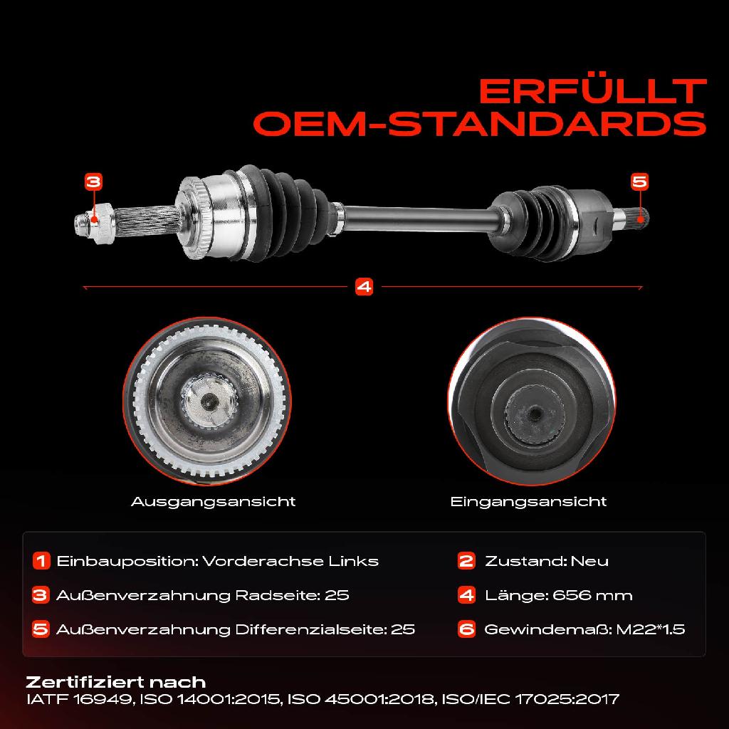 1x Antriebswelle Vorderachse Links für Hyundai Accent IV Stufenheck RB i20 PB PBT KIA Rio III 1.4L
