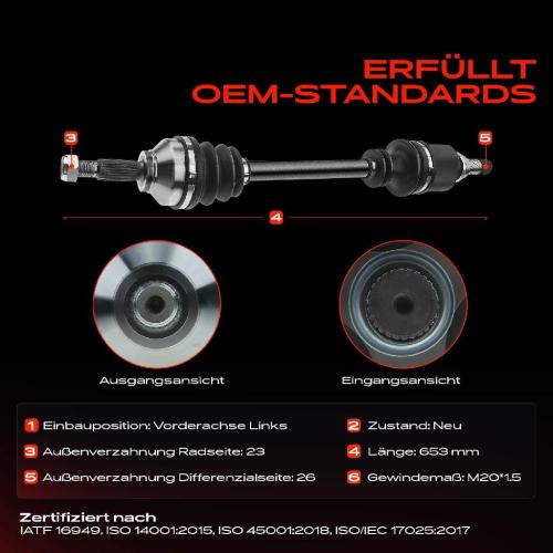 1x Antriebswelle Vorderachse Links für Renault Clio 3 BR0/1 CR0/1 Dacia Logan LS Lada Largus Bild 1x Antriebswelle Vorderachse Links für Renault Clio 3 BR0/1 CR0/1 Dacia Logan LS Lada Largus