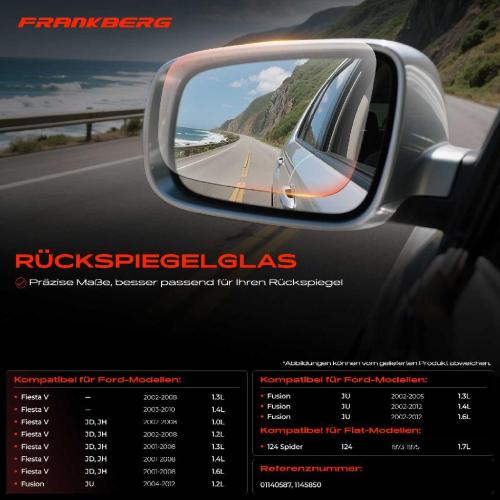 1x Spiegelglas Außenspiegel rechts für Fiat 124 Spider Ford Fiesta V JD JH Fusion Bild 1x Spiegelglas Außenspiegel rechts für Fiat 124 Spider Ford Fiesta V JD JH Fusion