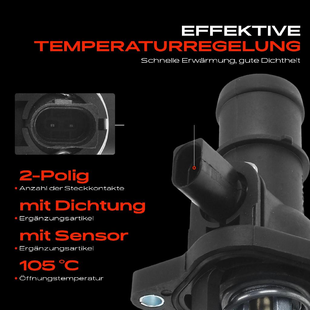1x Thermostat Kühlmittel für VW Golf IV V 1J Polo Bora Audi A3 8L1 Skoda Seat 1.6L