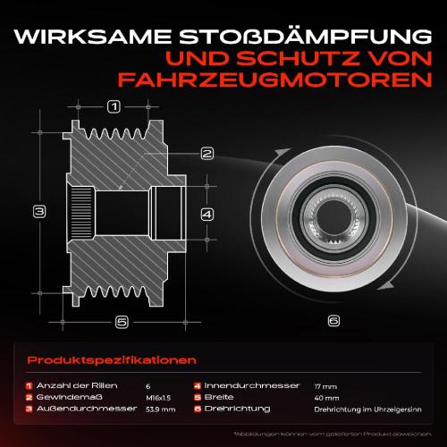 1x Generatorfreilauf Lichtmaschine für Citroën C-Crosser Peugeot 4007 Mitsubishi Bild 1x Generatorfreilauf Lichtmaschine für Citroën C-Crosser Peugeot 4007 Mitsubishi