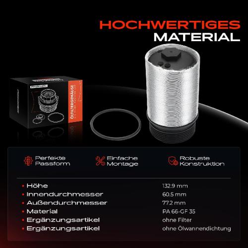 1x Ölfiltergehäuse Deckel für VW Golf 7 Passat Transporter T5 Audi A3 Q2 Q3 8U TT Bild 1x Ölfiltergehäuse Deckel für VW Golf 7 Passat Transporter T5 Audi A3 Q2 Q3 8U TT