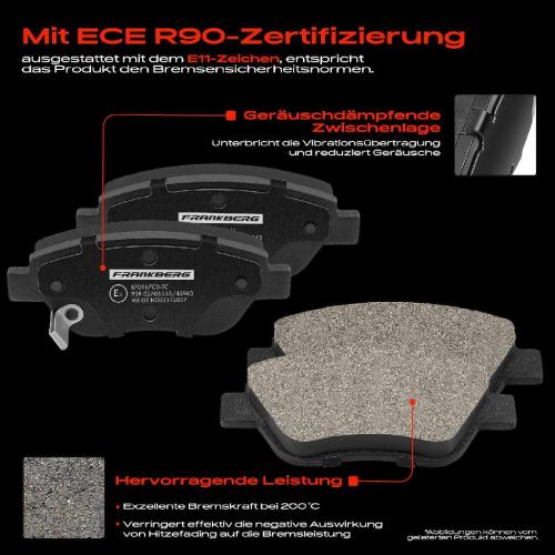 Frankberg 4x Bremsbeläge Vorderachse für Fiat Doblo MPV Kasten/MPV Panda Kasten/Schrägheck Opel Adam Corsa D Bild Frankberg 4x Bremsbeläge Vorderachse für Fiat Doblo MPV Kasten/MPV Panda Kasten/Schrägheck Opel Adam Corsa D