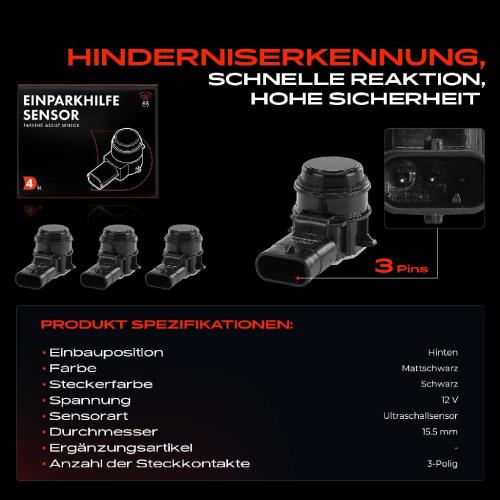 Frankberg 4x Parksensor PDC Sensor Hinten für Jeep Compass M6 M7 MP Renegade SUV B1 Bild Frankberg 4x Parksensor PDC Sensor Hinten für Jeep Compass M6 M7 MP Renegade SUV B1