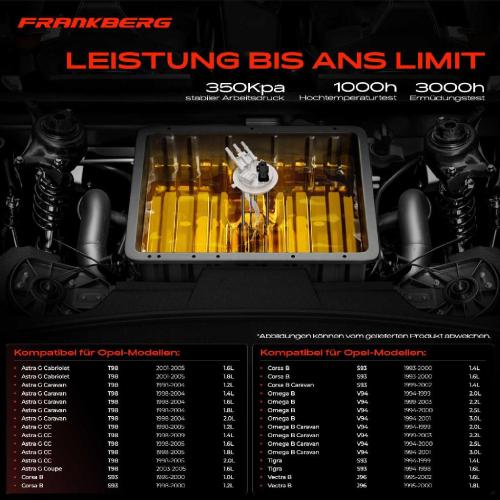 Frankberg 1x Kraftstoffpumpe für Opel Astra G Cabriolet Caravan CC Coupe Kasten/Kombi Klasseic Stufenheck Bild Frankberg 1x Kraftstoffpumpe für Opel Astra G Cabriolet Caravan CC Coupe Kasten/Kombi Klasseic Stufenheck
