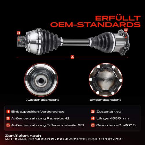 Frankberg 1x Antriebswelle Vorderachse für Audi A4 8K2 A4 Allroad 8KH 8K5 A5 8T3 8F7 Bild Frankberg 1x Antriebswelle Vorderachse für Audi A4 8K2 A4 Allroad 8KH 8K5 A5 8T3 8F7