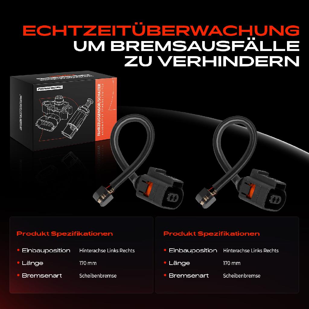 2x Warnkontakt Bremsbelagverschleiß Hinterachse für Porsche Cayenne 9YA 9YB 3.0L