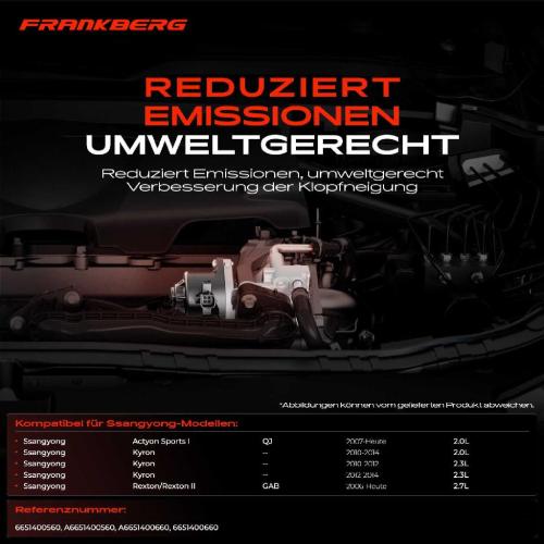 Frankberg 1x AGR-Ventil Abgasrückführungsventil für Ssangyong Actyon Sports I Kyron Rexton/Rexton II Bild Frankberg 1x AGR-Ventil Abgasrückführungsventil für Ssangyong Actyon Sports I Kyron Rexton/Rexton II