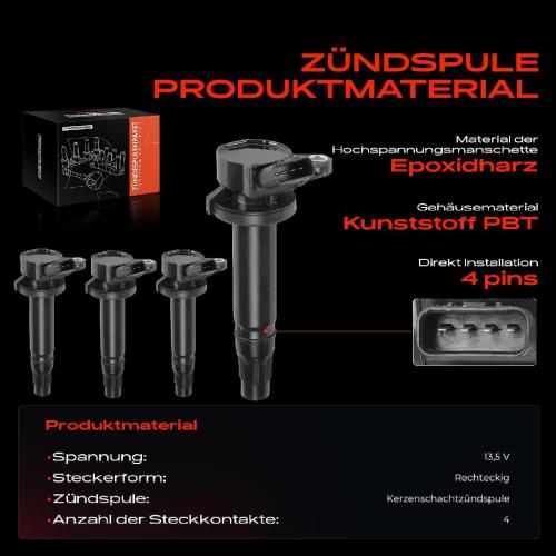 Frankberg 4x Zündmodul Zündspule für Daihatsu Copen L880 L881 Materia M4 Sirion M3 Terios F7 J2 1.3L 1.5L Bj ab 2005 Bild Frankberg 4x Zündmodul Zündspule für Daihatsu Copen L880 L881 Materia M4 Sirion M3 Terios F7 J2 1.3L 1.5L Bj ab 2005