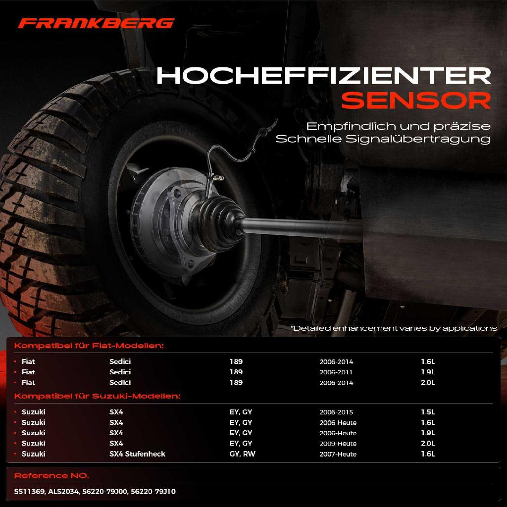 1x ABS Sensor Vorderachse links für Fiat Sedici Suzuki SX4 Stufenheck 1.6L 1.9L 2.0L 1.5L Bj ab 2006