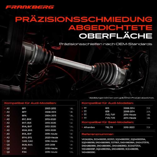 Frankberg 1x Antriebswelle Gelenksatz Vorderachse f r VW Arteon Shooting Brake Caddy Alltrack MPV Bild Frankberg 1x Antriebswelle Gelenksatz Vorderachse f r VW Arteon Shooting Brake Caddy Alltrack MPV