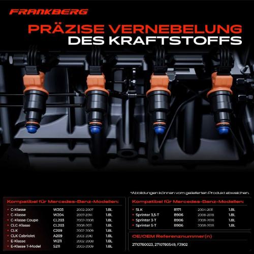Frankberg 4x Einspritzventil Einspritzdüse für Mercedes-Benz W211 W203 W204 CL203 B906 Bild Frankberg 4x Einspritzventil Einspritzdüse für Mercedes-Benz W211 W203 W204 CL203 B906
