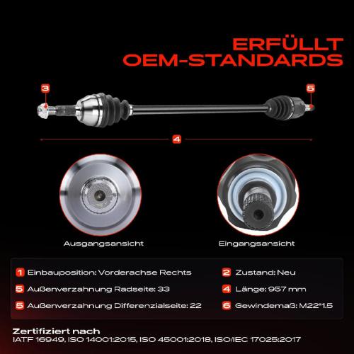 1x Antriebswelle Vorderachse Rechts für Opel Astra H A04 Zafira Family B A05 1.4L-1.6L Bild 1x Antriebswelle Vorderachse Rechts für Opel Astra H A04 Zafira Family B A05 1.4L-1.6L