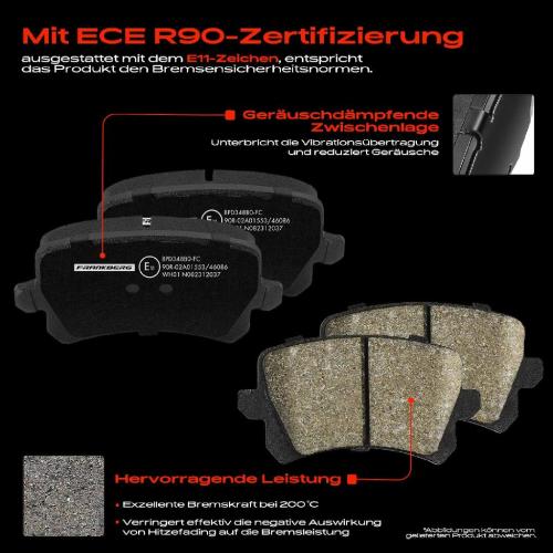 Frankberg 4x Bremsbel ge Hinterachse f r VW Golf Plus Van V Caddy MPV Kasten/MPV CC EOS 1.2L-2.0L 2000-2022 Bild Frankberg 4x Bremsbel ge Hinterachse f r VW Golf Plus Van V Caddy MPV Kasten/MPV CC EOS 1.2L-2.0L 2000-2022