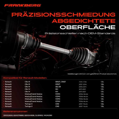 1x Antriebswelle Gelenksatz Vorderachse für Renault Clio III IV Modus Twingo II Bild 1x Antriebswelle Gelenksatz Vorderachse für Renault Clio III IV Modus Twingo II