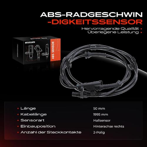 1x ABS Sensor Hinterachse rechts für Smart Fortwo Cabrio 451 Fortwo Coupe 0.8L 1.0L Bj ab 2007 Bild 1x ABS Sensor Hinterachse rechts für Smart Fortwo Cabrio 451 Fortwo Coupe 0.8L 1.0L Bj ab 2007