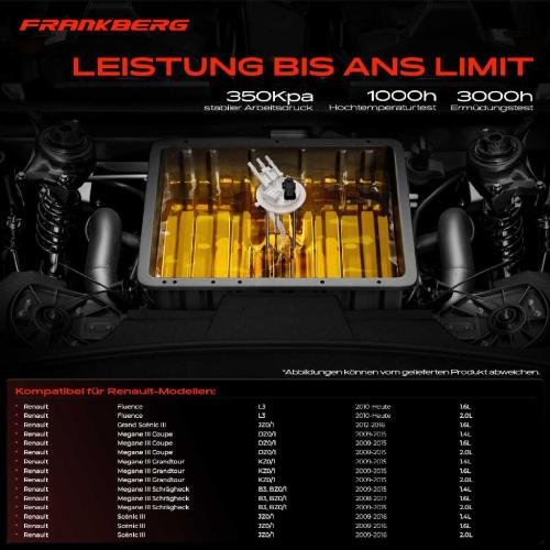 Frankberg 1x Kraftstoffpumpe für Renault Fluence Grand Scénic III Megane Coupe Grandtour Schrägheck Bj ab 2008 Bild Frankberg 1x Kraftstoffpumpe für Renault Fluence Grand Scénic III Megane Coupe Grandtour Schrägheck Bj ab 2008