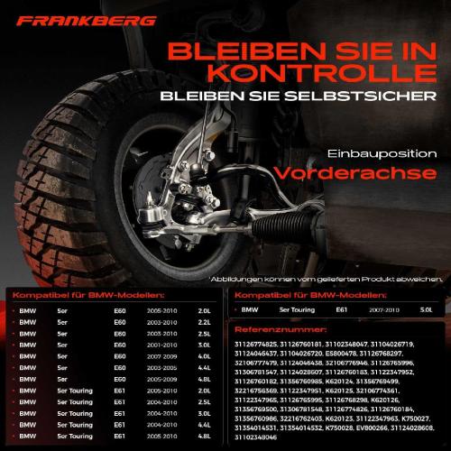 1x Querlenker Satz Vorderachse für BMW 5er Touring E60 E61 2.5L 3.0L 4.0L 4.4L 4.8L 5.0L 2001-2010 Bild 1x Querlenker Satz Vorderachse für BMW 5er Touring E60 E61 2.5L 3.0L 4.0L 4.4L 4.8L 5.0L 2001-2010