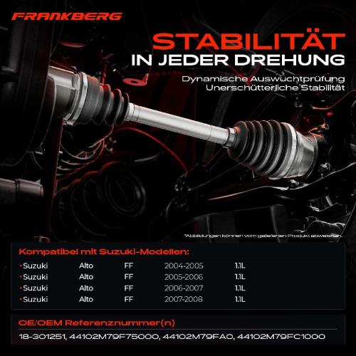 1x Antriebswelle Vorderachse Links für Suzuki Alto FF 1.1L 2004-2008 Bild 1x Antriebswelle Vorderachse Links für Suzuki Alto FF 1.1L 2004-2008