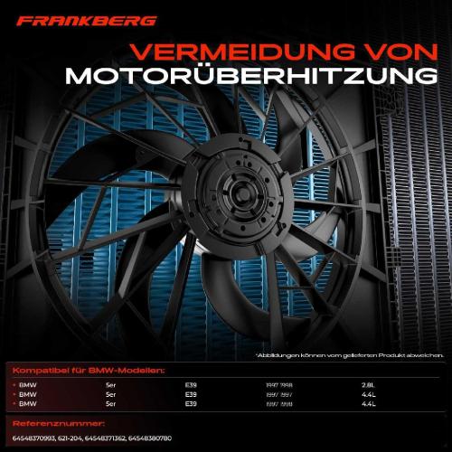 Frankberg 1x Motorkühller Einfachlüfter mit Kühlerlüfterrahmen BMW 5ER E39 1997-1998 Bild Frankberg 1x Motorkühller Einfachlüfter mit Kühlerlüfterrahmen BMW 5ER E39 1997-1998