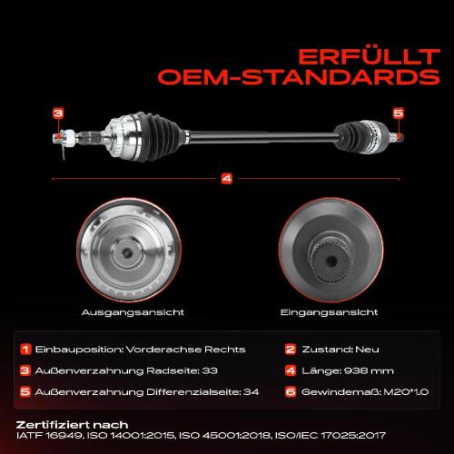 Frankberg 1x Antriebswelle Vorderachse Rechts für Opel Astra F T92 Vectra A J89 1988-1999 Bild Frankberg 1x Antriebswelle Vorderachse Rechts für Opel Astra F T92 Vectra A J89 1988-1999