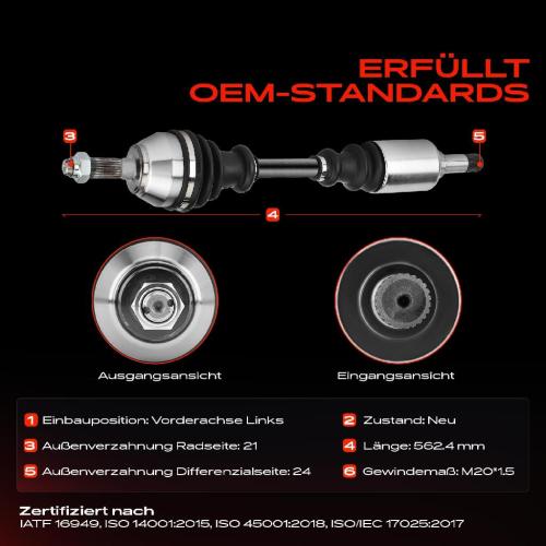 1x Antriebswelle Vorderachse Links für Peugeot 205 I II 20A/C Citroën C15 Visa Bild 1x Antriebswelle Vorderachse Links für Peugeot 205 I II 20A/C Citroën C15 Visa