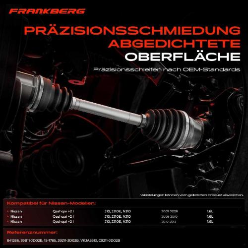 Frankberg 1x Antriebswelle Gelenksatz Vorderachse für Nissan Qashqai I J10 JJ10E NJ10 1.6L Bild Frankberg 1x Antriebswelle Gelenksatz Vorderachse für Nissan Qashqai I J10 JJ10E NJ10 1.6L