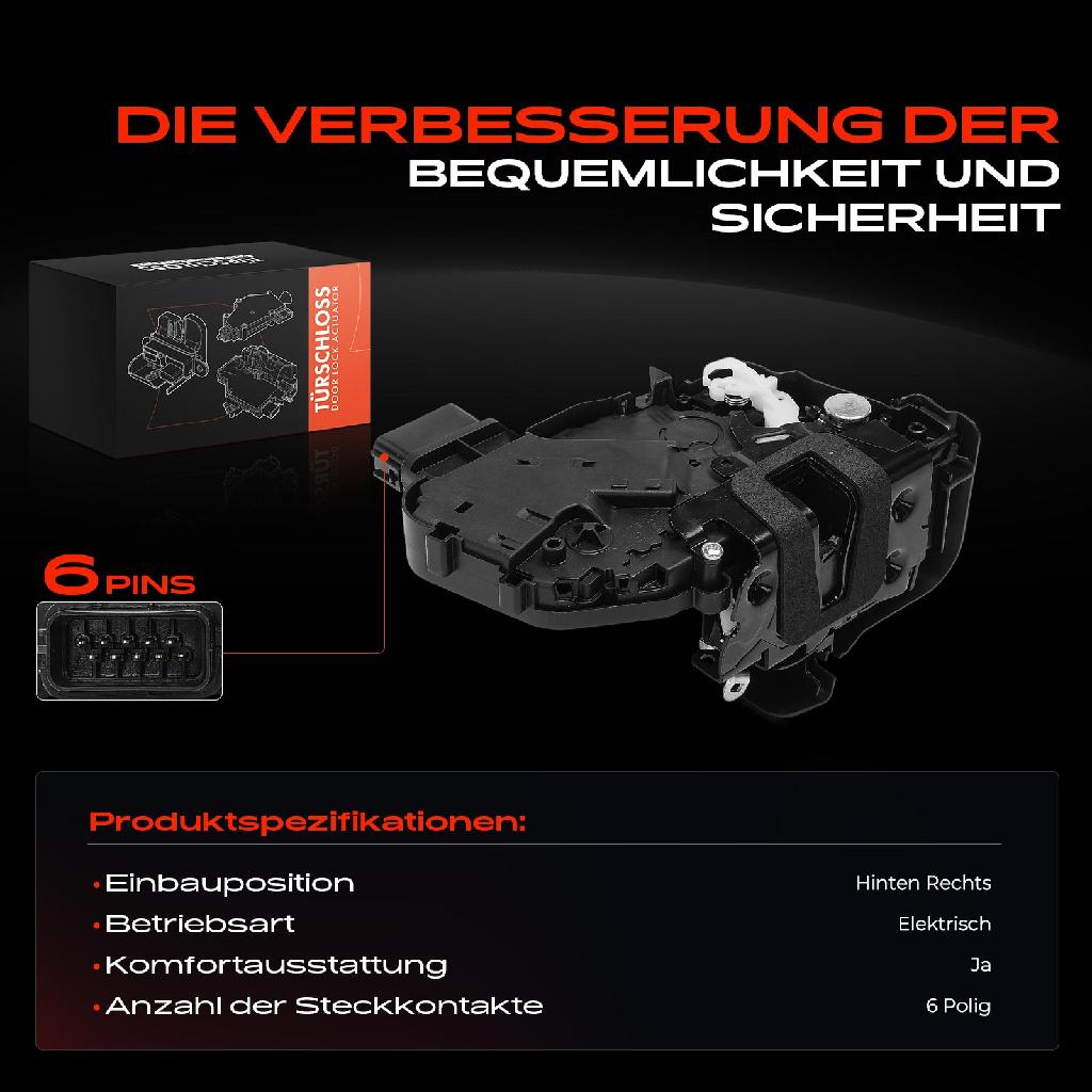1x Türschloss Hinten Rechts für Volvo C30 C70 II Cabriolet S40 S80 V50 V70 III XC60 XC70 2003-2022