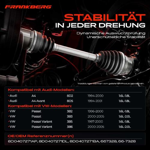 1x Antriebswelle Vorderachse Links für Audi A4 8D 8E Passat 3B2 3B3 3B5 3B6 Bild 1x Antriebswelle Vorderachse Links für Audi A4 8D 8E Passat 3B2 3B3 3B5 3B6