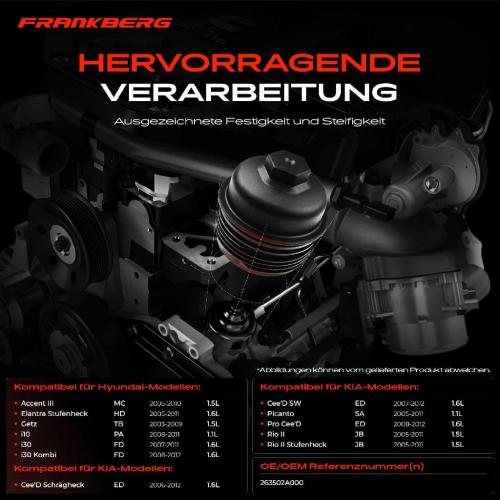 1x Ölfiltergehäuse Deckel für Hyundai i30 Accent III Getz KIA Cee'D Rio II Bild 1x Ölfiltergehäuse Deckel für Hyundai i30 Accent III Getz KIA Cee'D Rio II