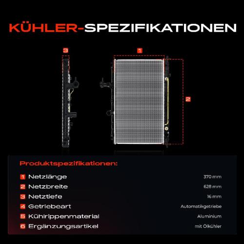 Frankberg 1x Kühler Wasserkühler Motorkühler für KIA Rio II Stufenheck JB 1.4 1.6L Bj ab 2005 Bild Frankberg 1x Kühler Wasserkühler Motorkühler für KIA Rio II Stufenheck JB 1.4 1.6L Bj ab 2005