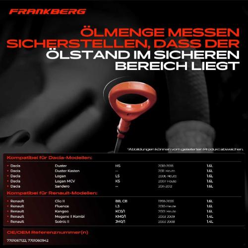 1x Ölmessstab Ölpeilstab Ölstab für Dacia Duster HS Renault Clio 2 Megane 2 Scénic Bild 1x Ölmessstab Ölpeilstab Ölstab für Dacia Duster HS Renault Clio 2 Megane 2 Scénic