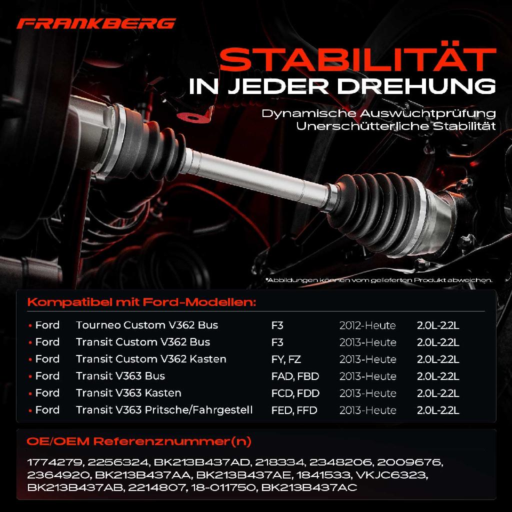 1x Antriebswelle Vorderachse Links für Ford Tourneo Transit V362 F3 FY FZ V363 FAD FBD Bj ab 2012