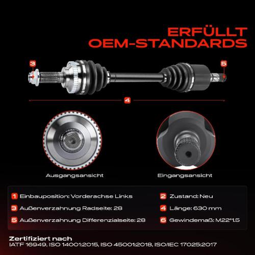 1x Antriebswelle Vorderachse Links für Ford Maverick 2001-2005 2.0L 3.0L Mazda Tribute EP 2000-2008 Bild 1x Antriebswelle Vorderachse Links für Ford Maverick 2001-2005 2.0L 3.0L Mazda Tribute EP 2000-2008