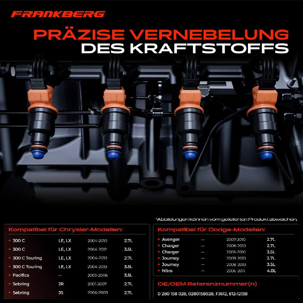 6x Einspritzventil Einspritzdüse für Chrysler 300 C Sebring Dodge Charger Journey