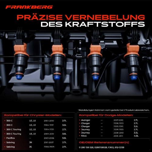 6x Einspritzventil Einspritzdüse für Chrysler 300 C Sebring Dodge Charger Journey Bild 6x Einspritzventil Einspritzdüse für Chrysler 300 C Sebring Dodge Charger Journey